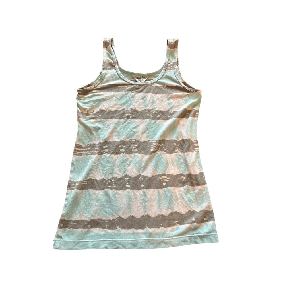 Hard Tail Forever Womens Tie Dye Stripe Tank Top Mint Green Grey Large